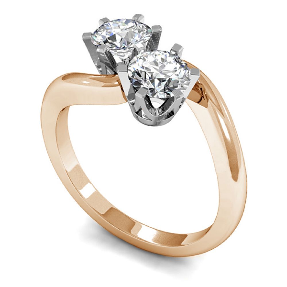 2 Stone Diamond Engagement Ring Rex Setting - Rose Gold