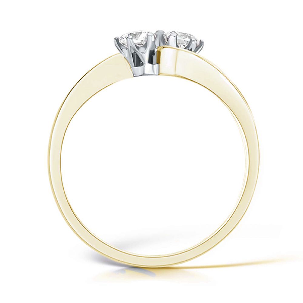 2 Stone Diamond Engagement Ring Rex Setting - Yellow Gold