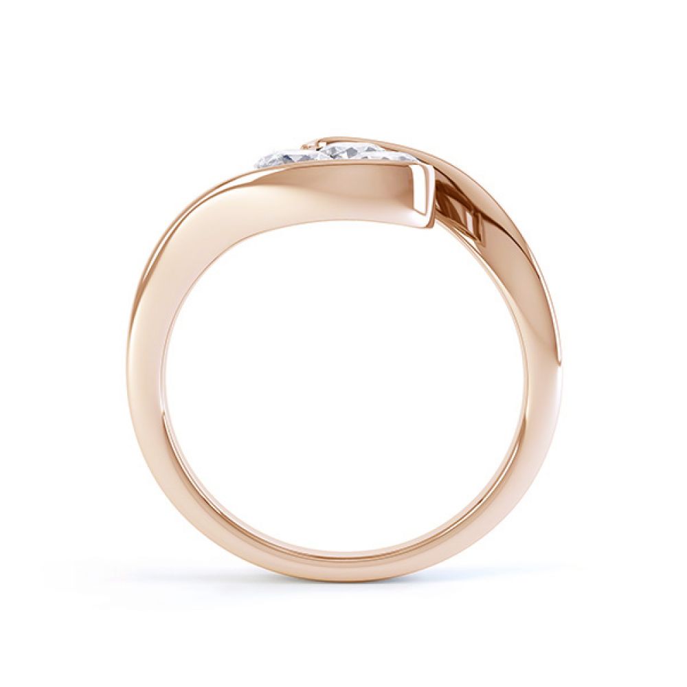 Embracing 3 Stone Diamond Trilogy Ring - Rose Gold - Side View