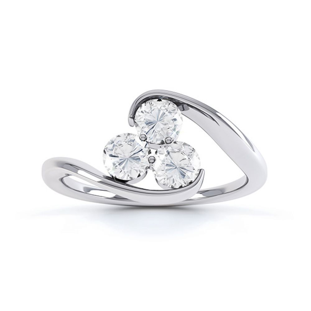 Embracing 3 Stone Diamond Trilogy Ring - Platinum - Top View