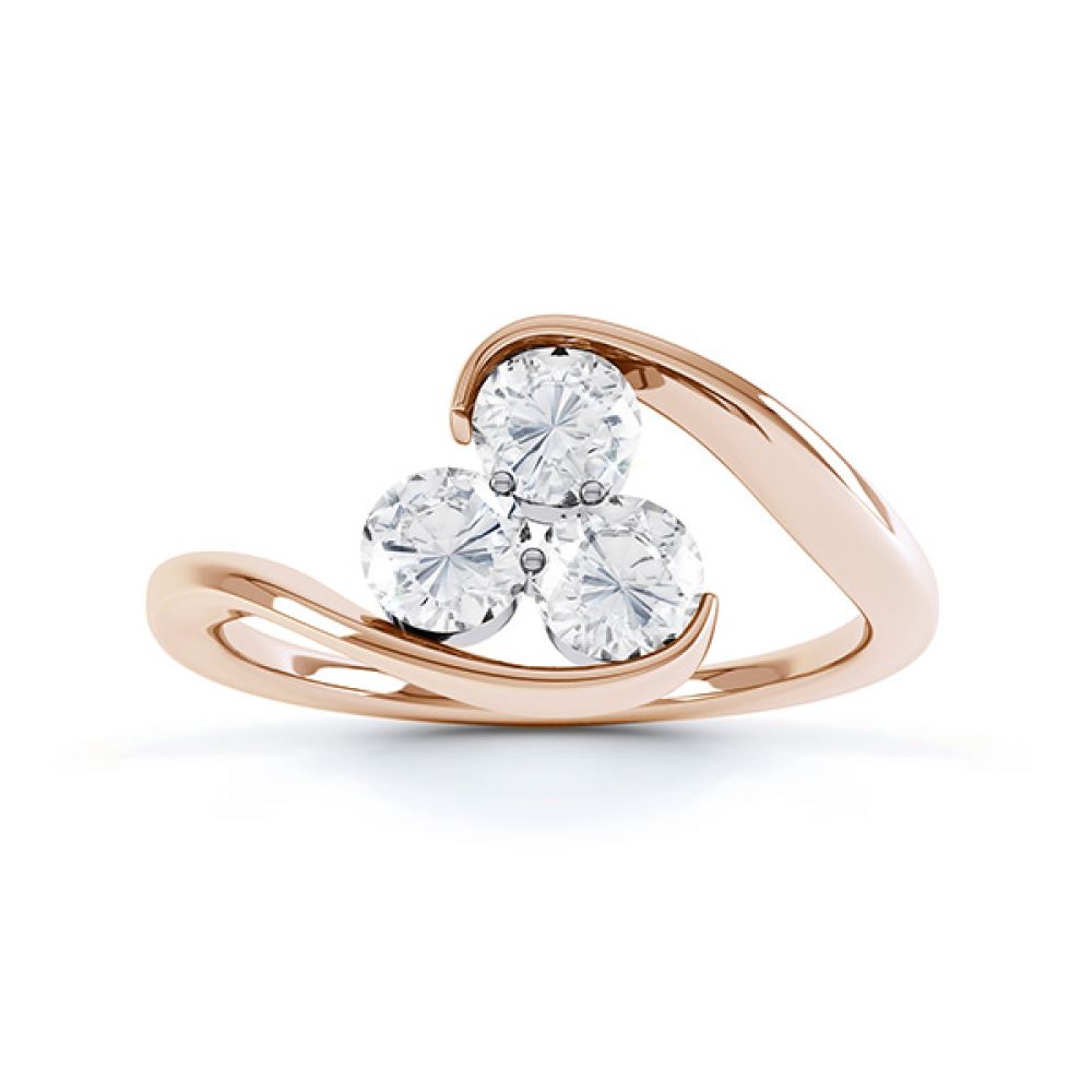 Embracing 3 Stone Diamond Trilogy Ring - Rose Gold - Top View