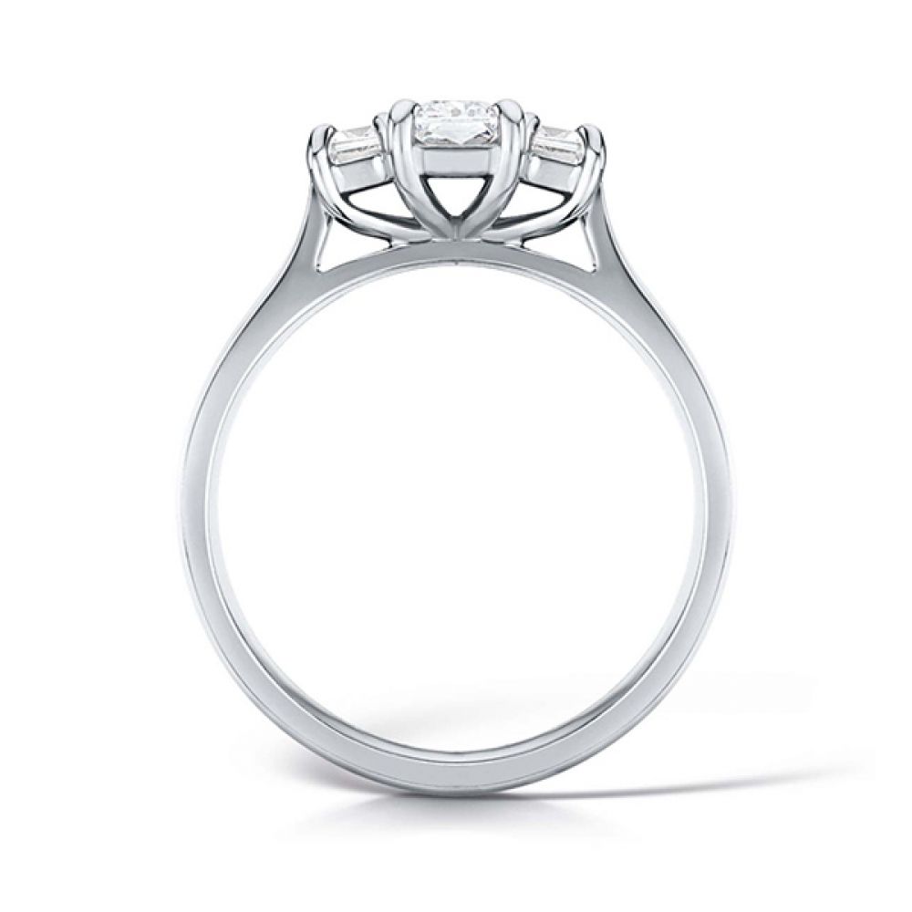 3 Stone Graduated Emerald Cut Diamond Ring Side View - Platinum 3 Stone Graduated Emerald Cut Diamond Ring Side View - Platinum