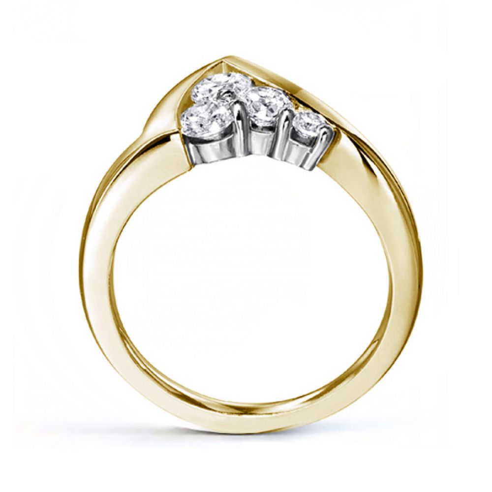 Ultramodern 4 Stone Diamond Ring - Side - Yellow Gold Ultramodern 4 Stone Diamond Ring - Side - Yellow Gold