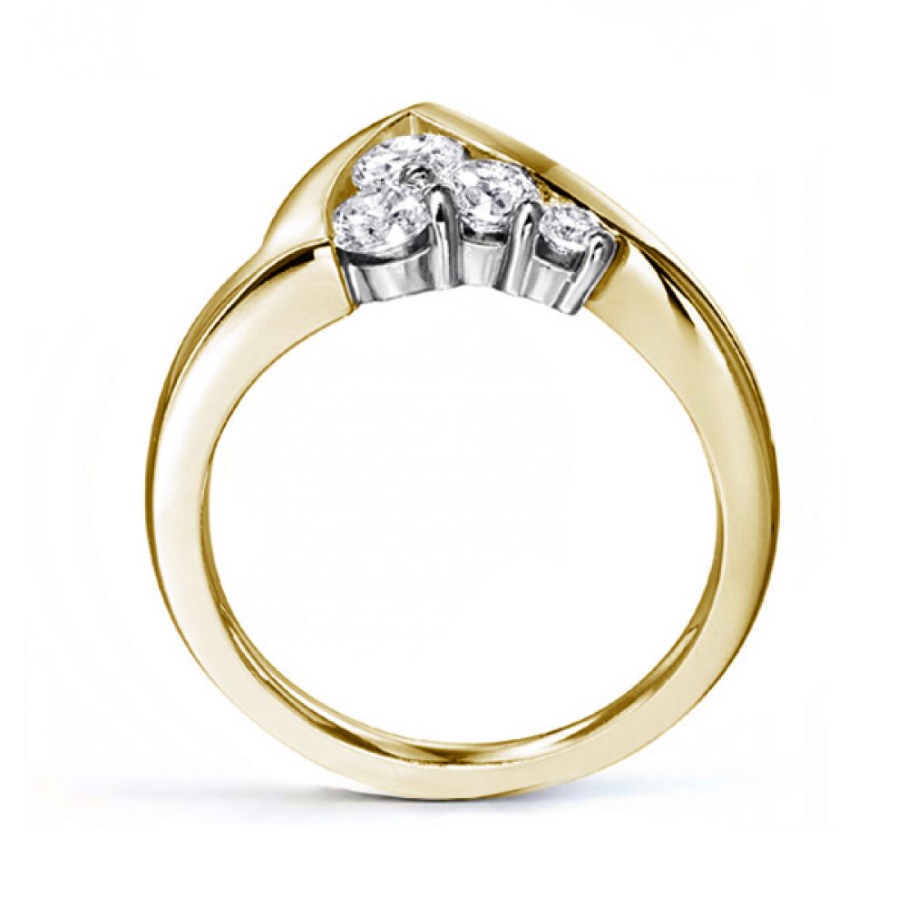 Ultramodern 4 Stone Diamond Ring - Side - Yellow Gold