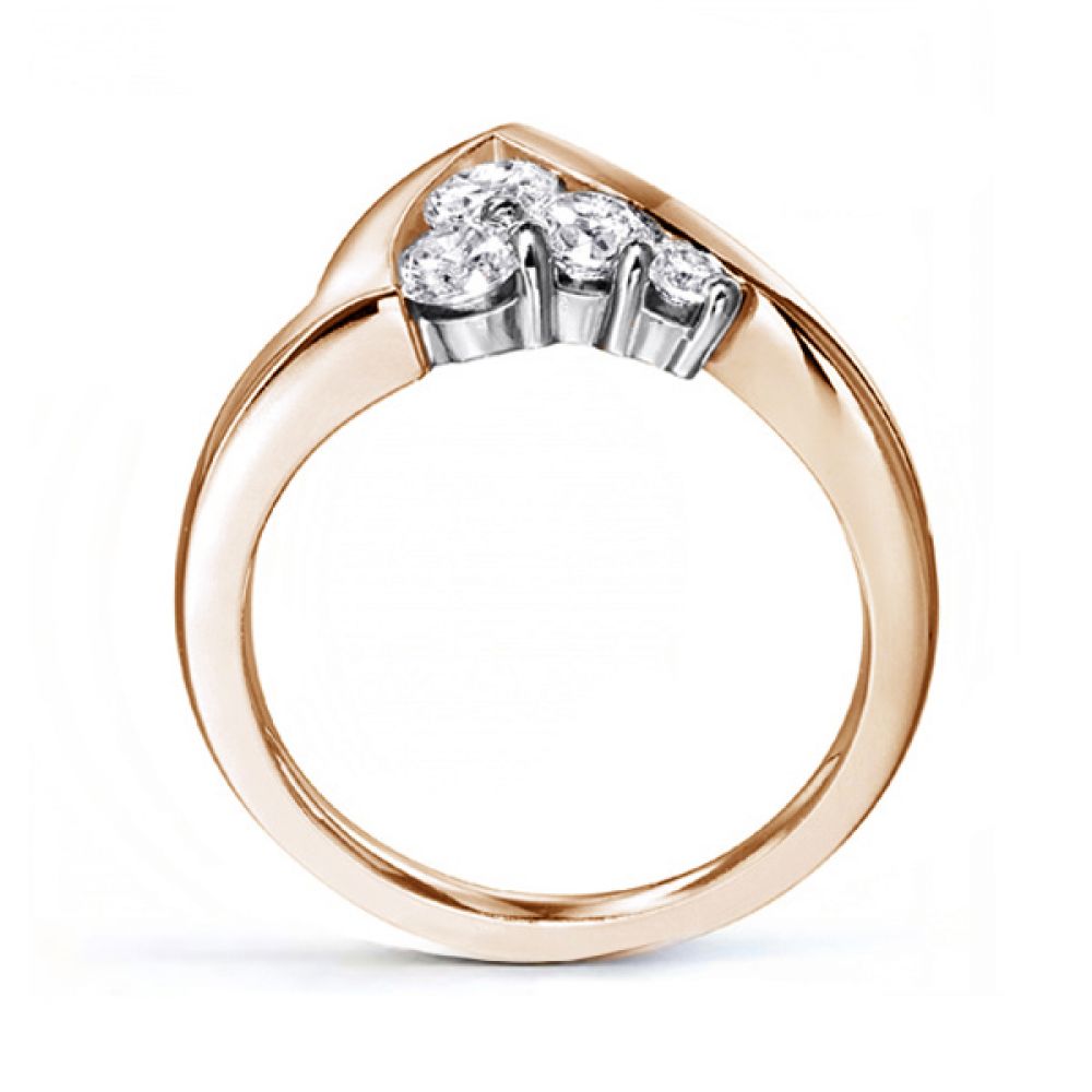 Ultramodern 4 Stone Diamond Ring - Side - Rose Gold