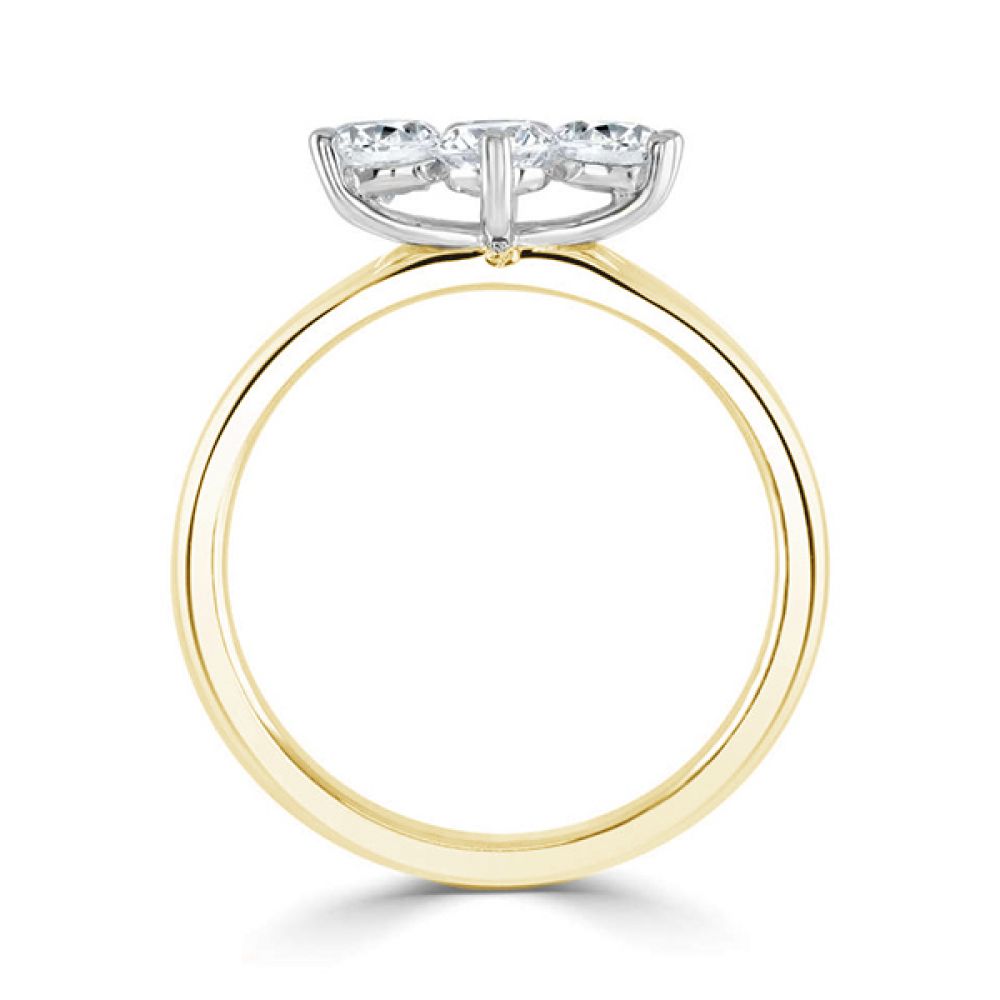 Wedding Ring Friendly 4 Stone Diamond Ring - Yellow Gold