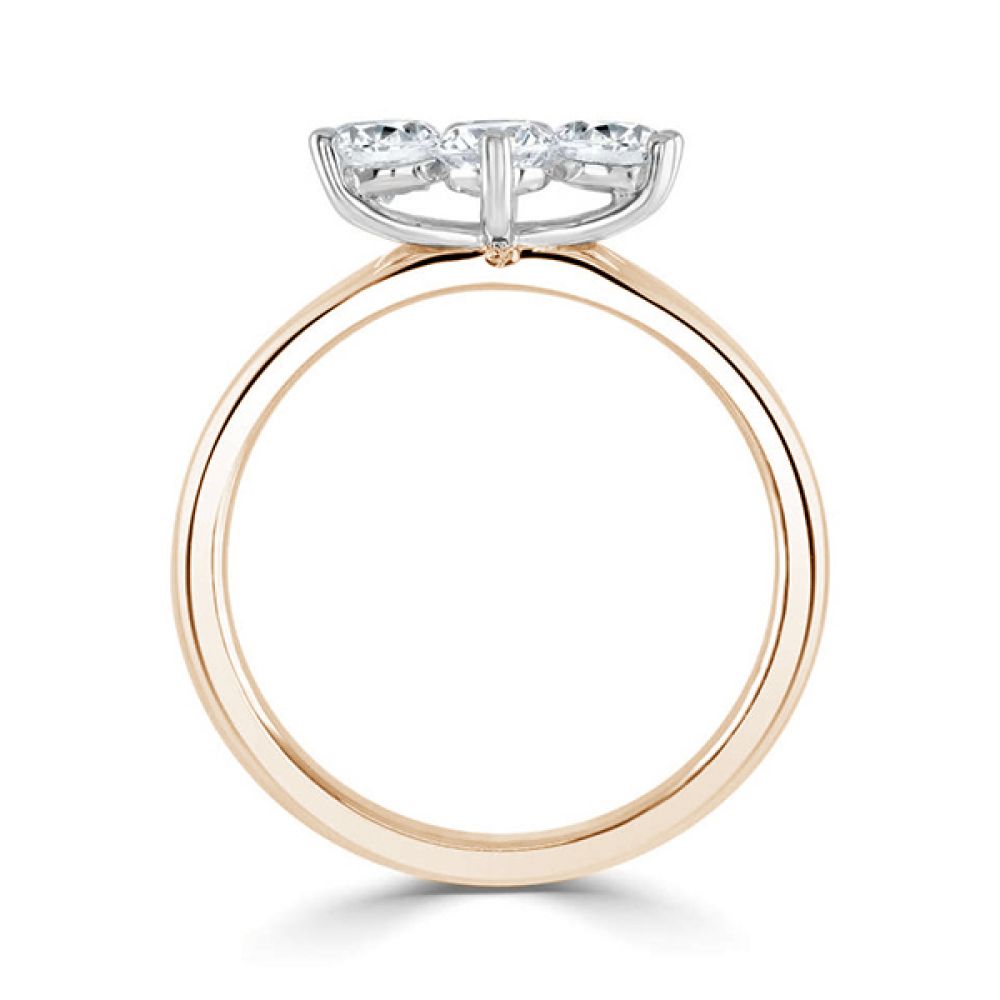 Wedding Ring Friendly 4 Stone Diamond Ring - Rose Gold