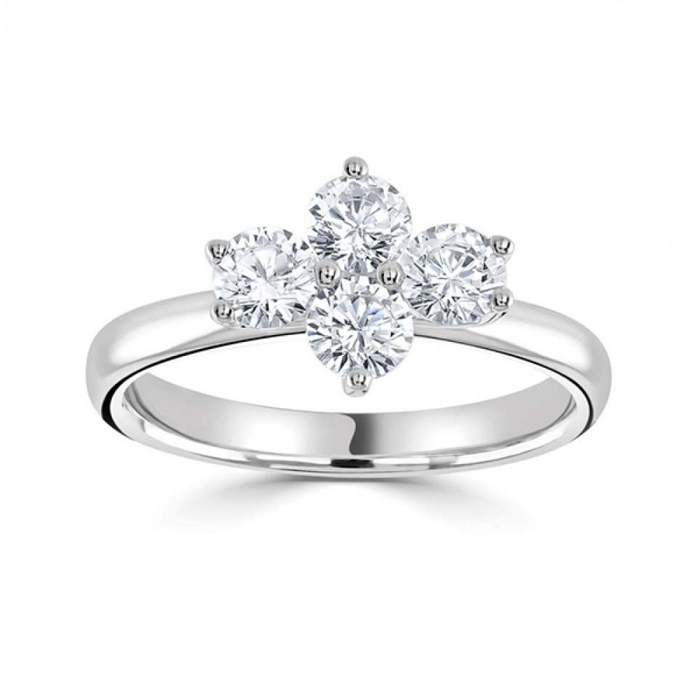 Wedding Ring Friendly 4 Stone Diamond Ring - Platinum