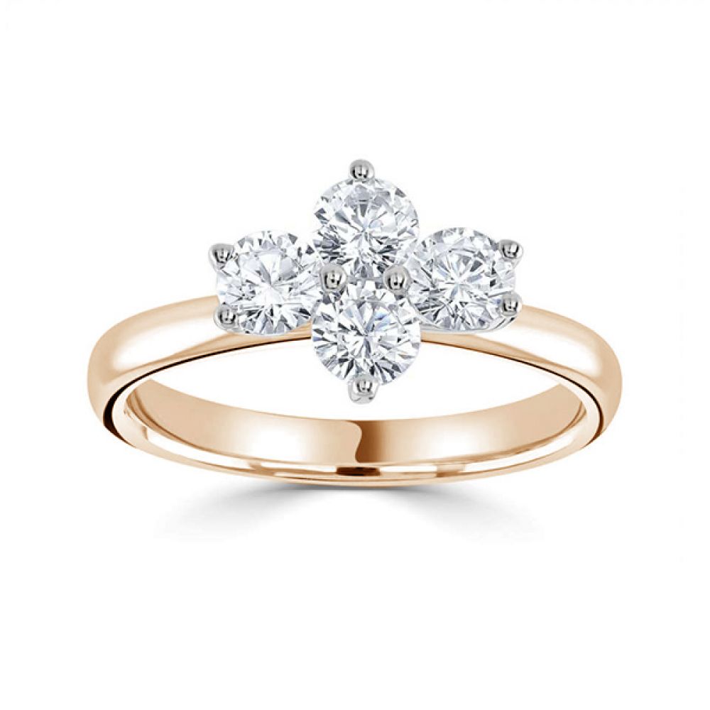 Wedding Ring Friendly 4 Stone Diamond Ring - Rose Gold