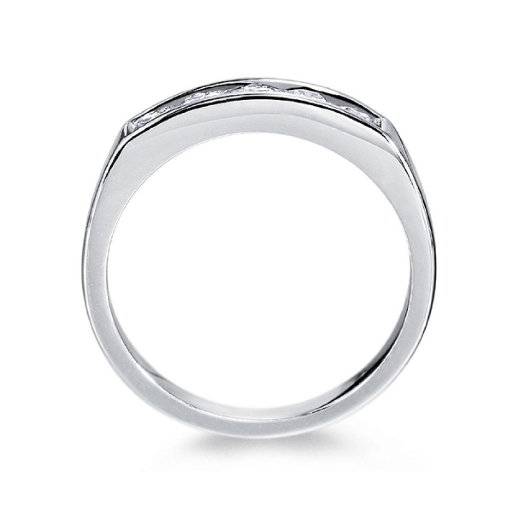 Channel Set 5 Stone Diamond Ring - Side - White Gold