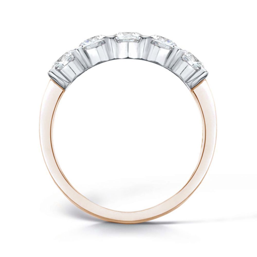 5 Stone Diamond Ring with Square Claw Setting Rose Gold