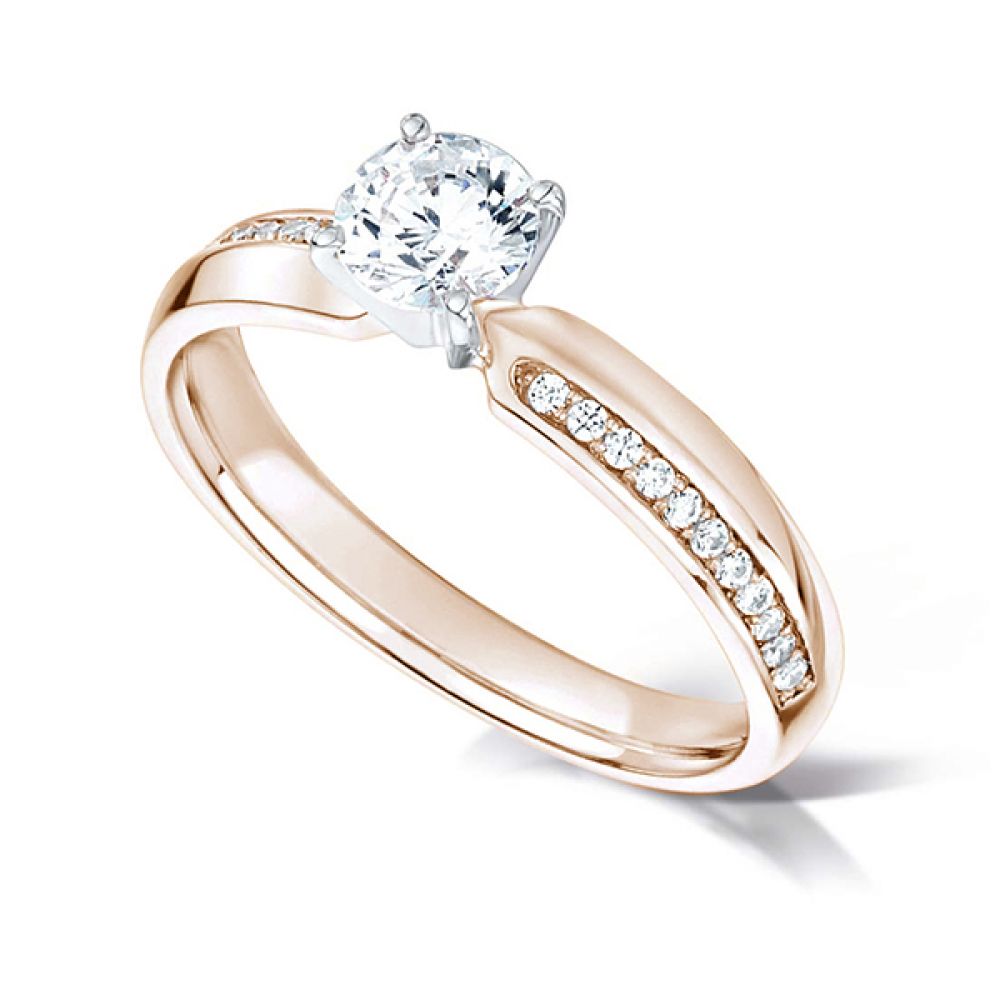 Diamond Shoulder Engagement Ring with Offset Shoulders