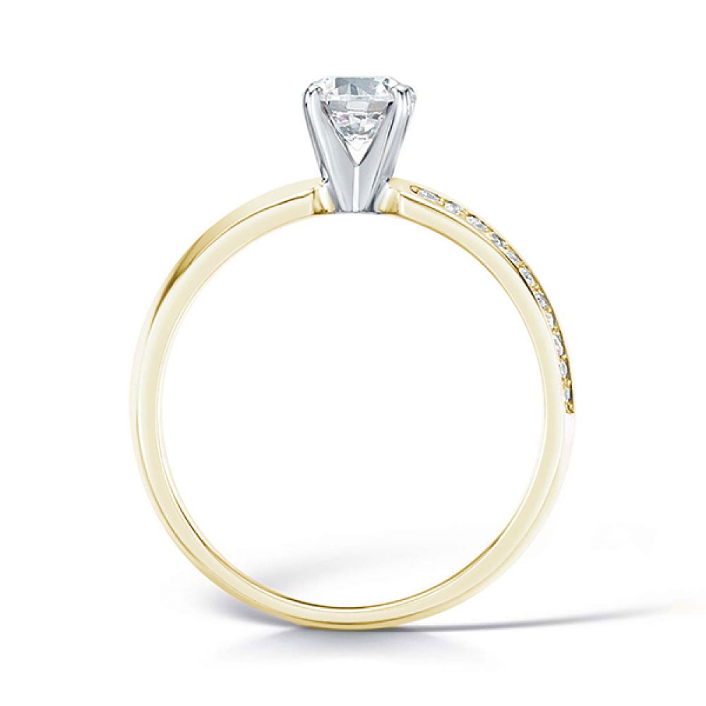 Diamond Shoulder Engagement Ring with Offset Shoulders Side View