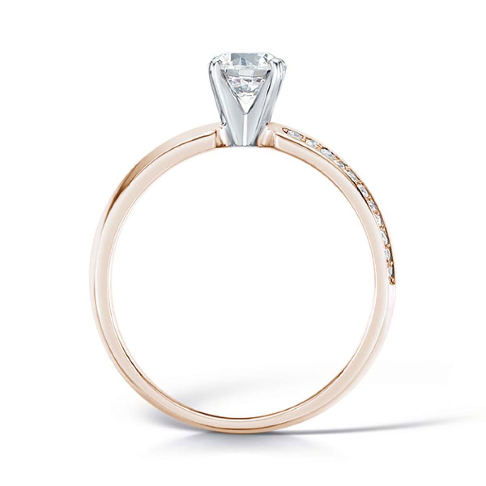 Diamond Shoulder Engagement Ring with Offset Shoulders Side View Diamond Shoulder Engagement Ring with Offset Shoulders Side View