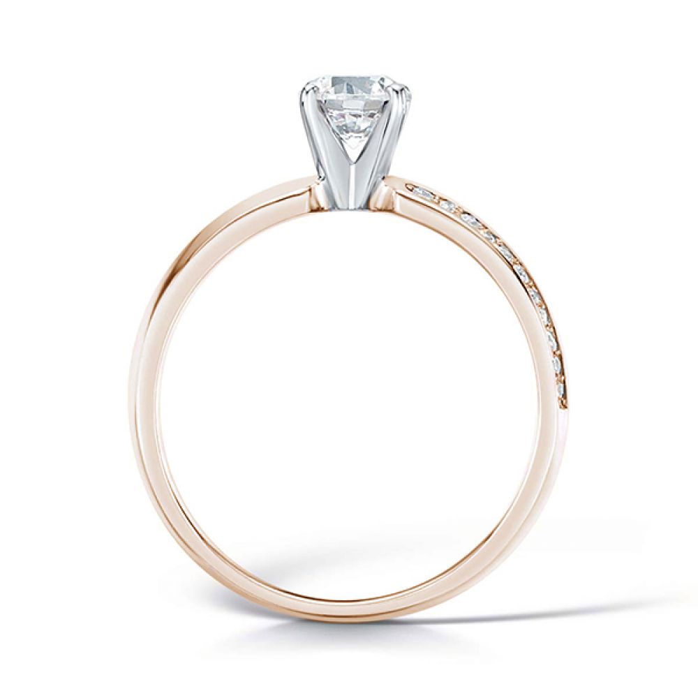 Diamond Shoulder Engagement Ring with Offset Shoulders Side View