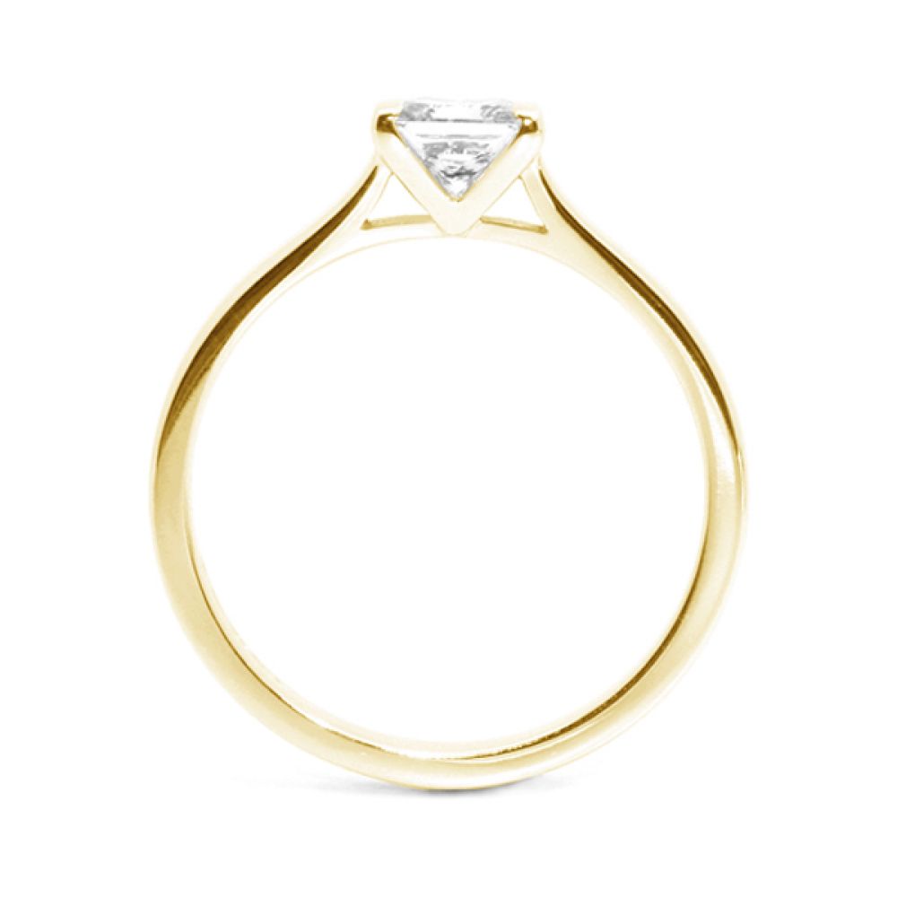 Bar Set Princess Diamond Ring Diamond Shoulders Side - Yellow Gold