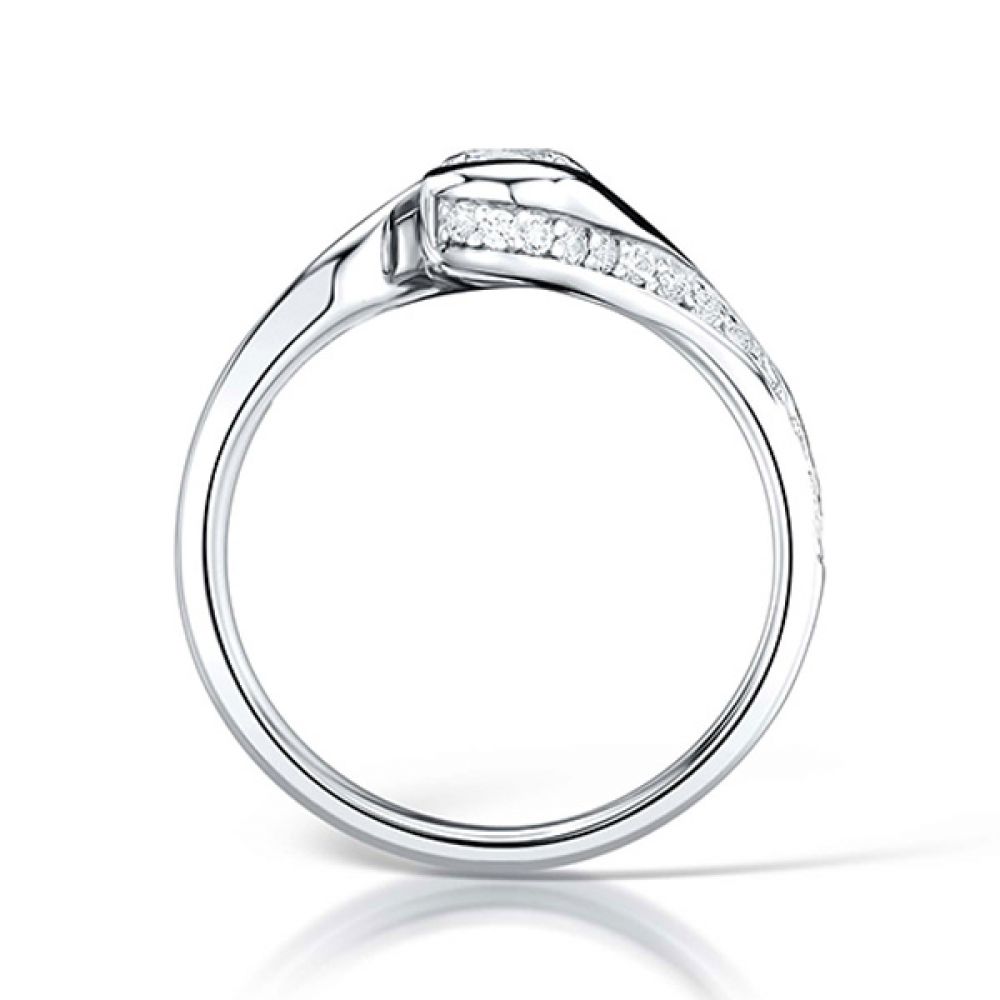 Bezel Set Twist Engagement Ring with Contoured Shoulders - Platinum Bezel Set Twist Engagement Ring with Contoured Shoulders - Platinum