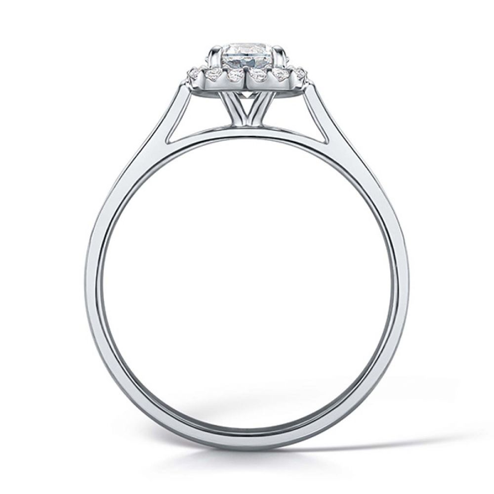 Round Brilliant Diamond Engagement Ring with Cushion Halo - Platinum