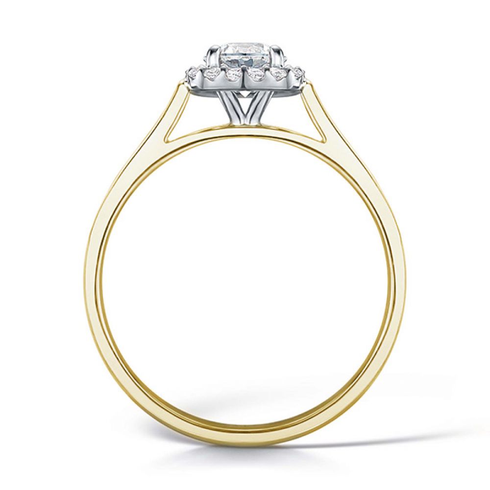 Round Brilliant Diamond Engagement Ring with Cushion Halo - Yellow Gold Round Brilliant Diamond Engagement Ring with Cushion Halo - Yellow Gold