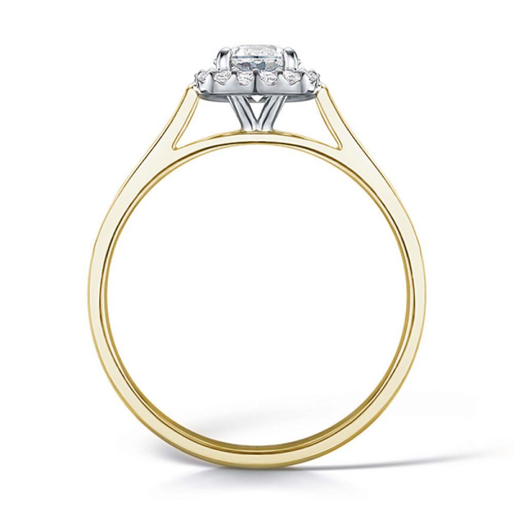 Round Brilliant Diamond Engagement Ring with Cushion Halo - Yellow Gold