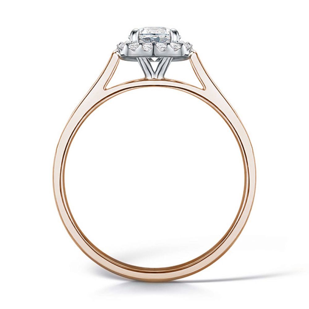 Round Brilliant Diamond Engagement Ring with Cushion Halo - Rose Gold Round Brilliant Diamond Engagement Ring with Cushion Halo - Rose Gold
