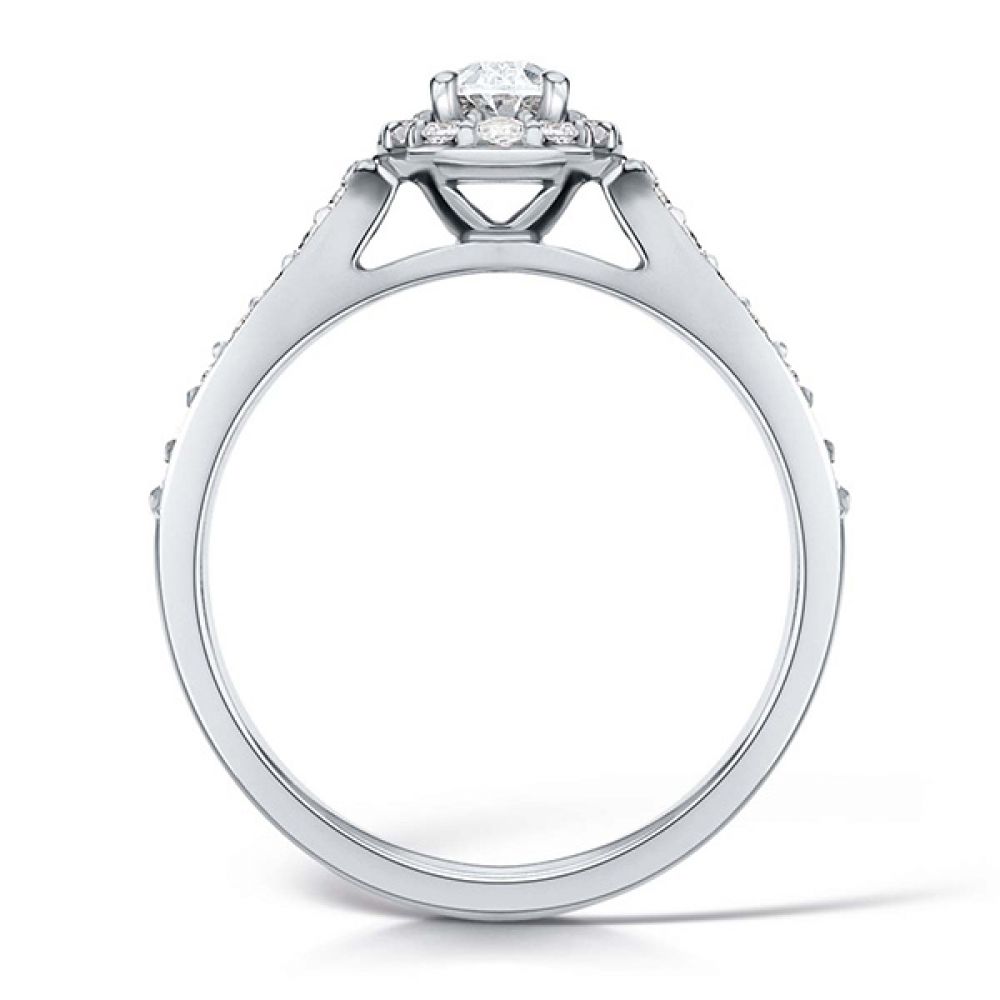 Oval Diamond Halo Engagement Ring - Diamond Shoulders - Platinum Oval Diamond Halo Engagement Ring - Diamond Shoulders - Platinum
