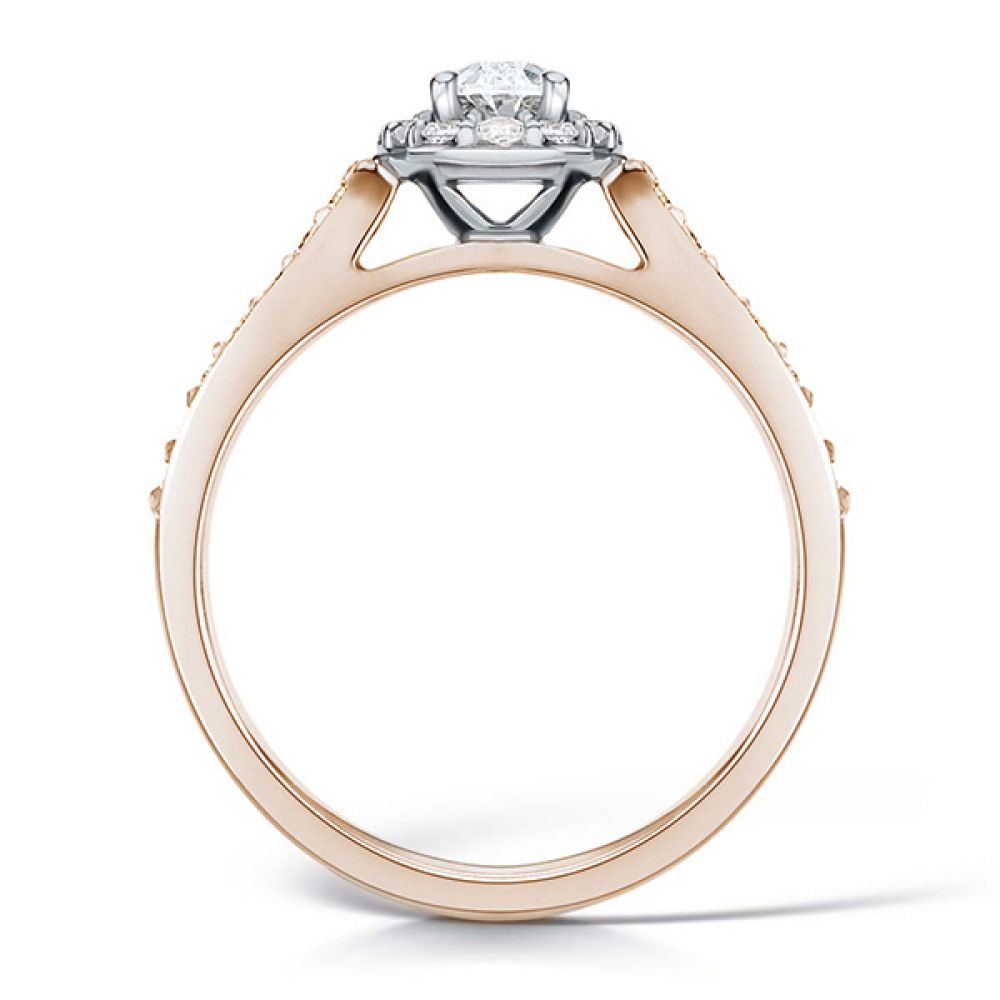Oval Diamond Halo Engagement Ring - Diamond Shoulders - Rose Gold Oval Diamond Halo Engagement Ring - Diamond Shoulders - Rose Gold