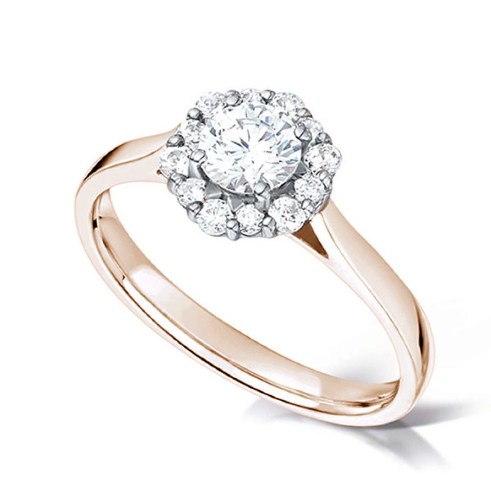 Unique Round Diamond Halo Engagement Ring - Rose Gold Unique Round Diamond Halo Engagement Ring - Rose Gold