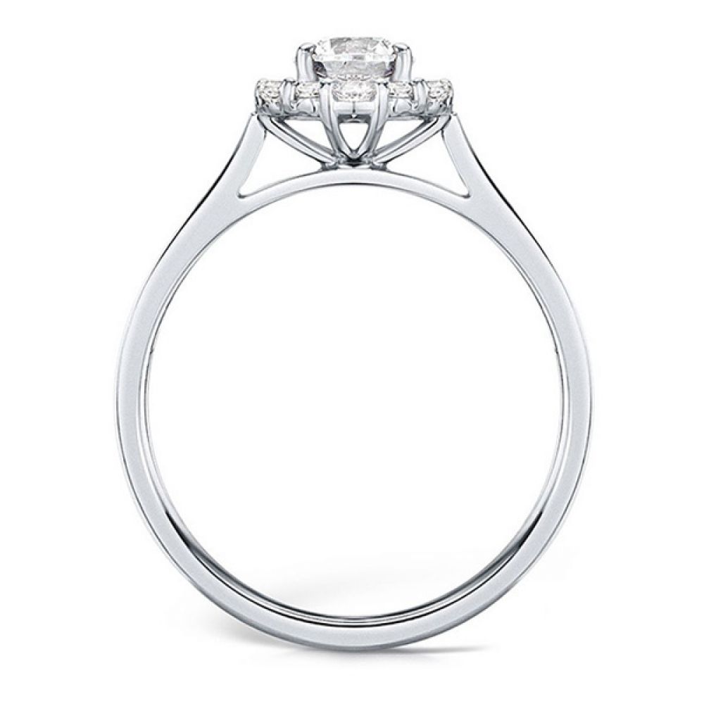 Unique Round Diamond Halo Engagement Ring - Platinum