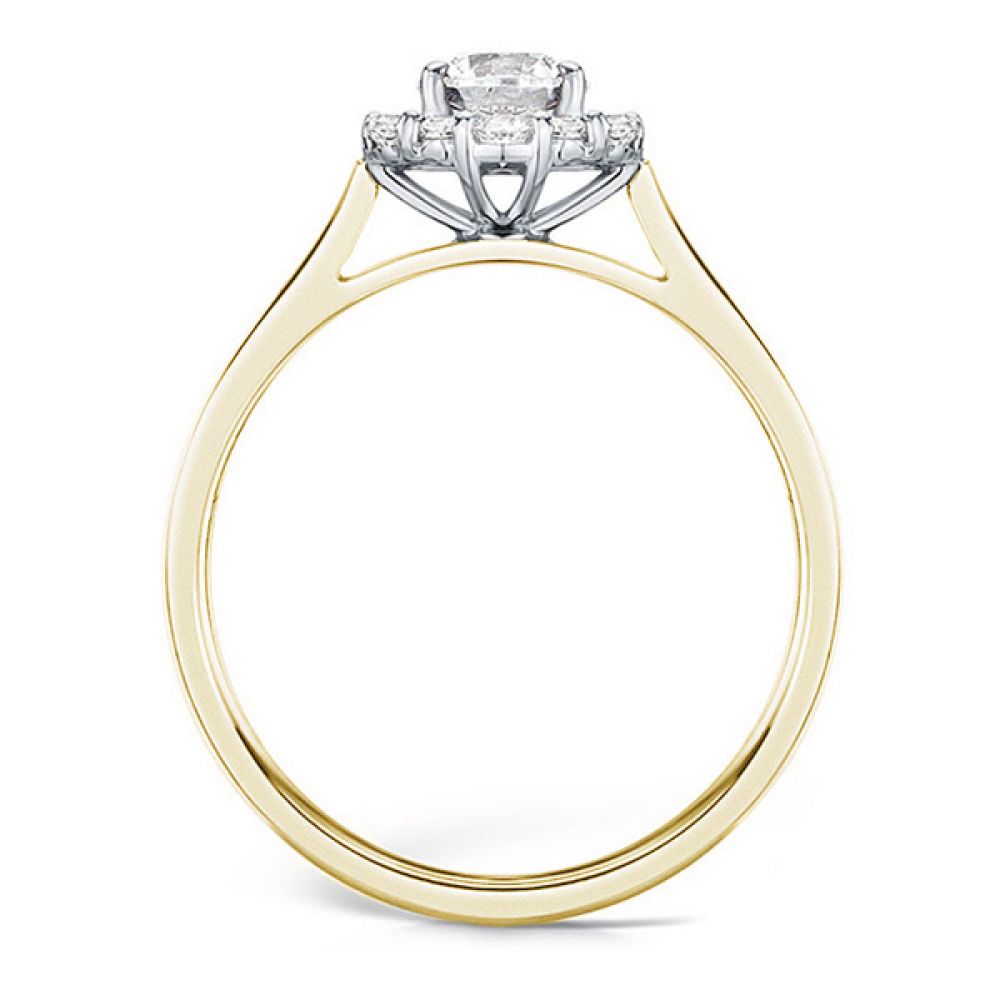 Unique Round Diamond Halo Engagement Ring - Yellow Gold