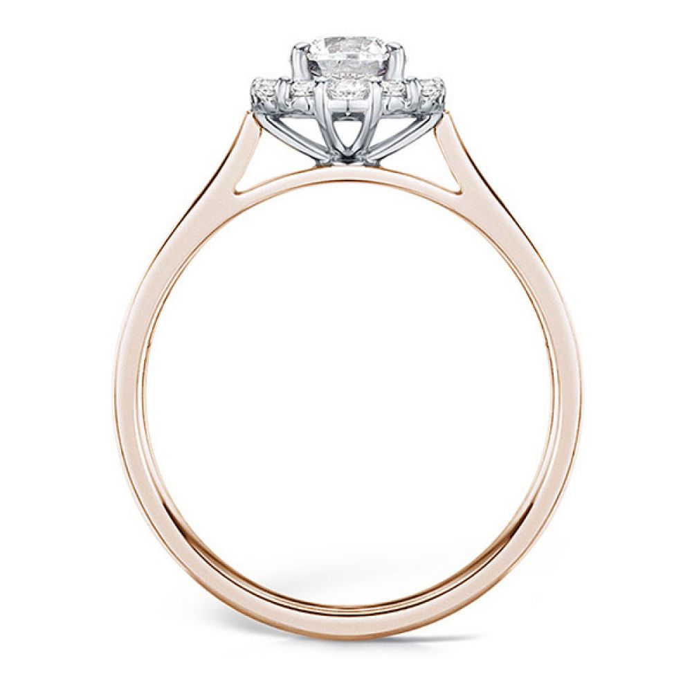 Unique Round Diamond Halo Engagement Ring - Rose Gold