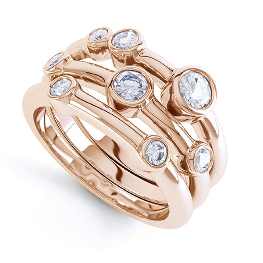 0.56cts Set of 3 Diamond Stacking Rings - Rose Gold