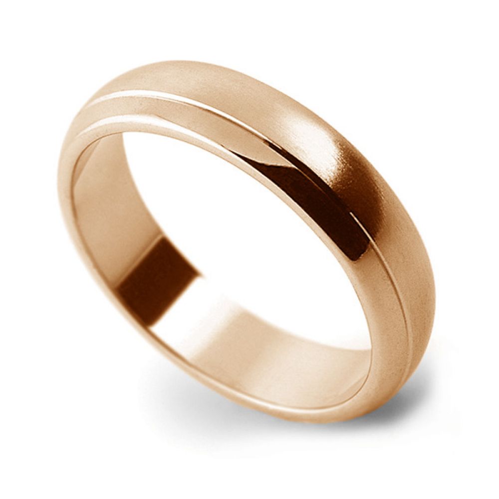 Single Line Patterned Court Wedding Ring - Rose