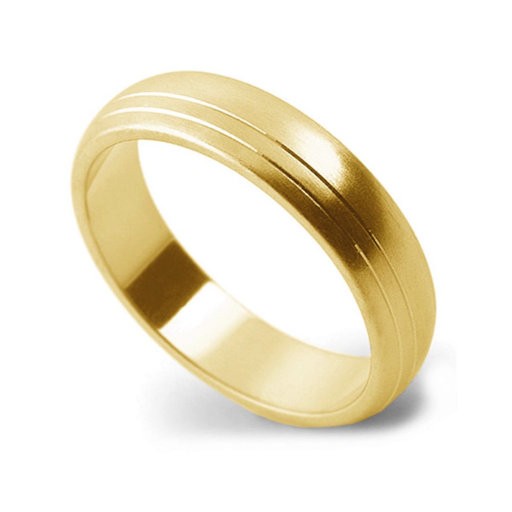 Satin Finish Traditional Court Double Line Pattern - Yellow Gold Satin Finish Traditional Court Double Line Pattern - Yellow Gold