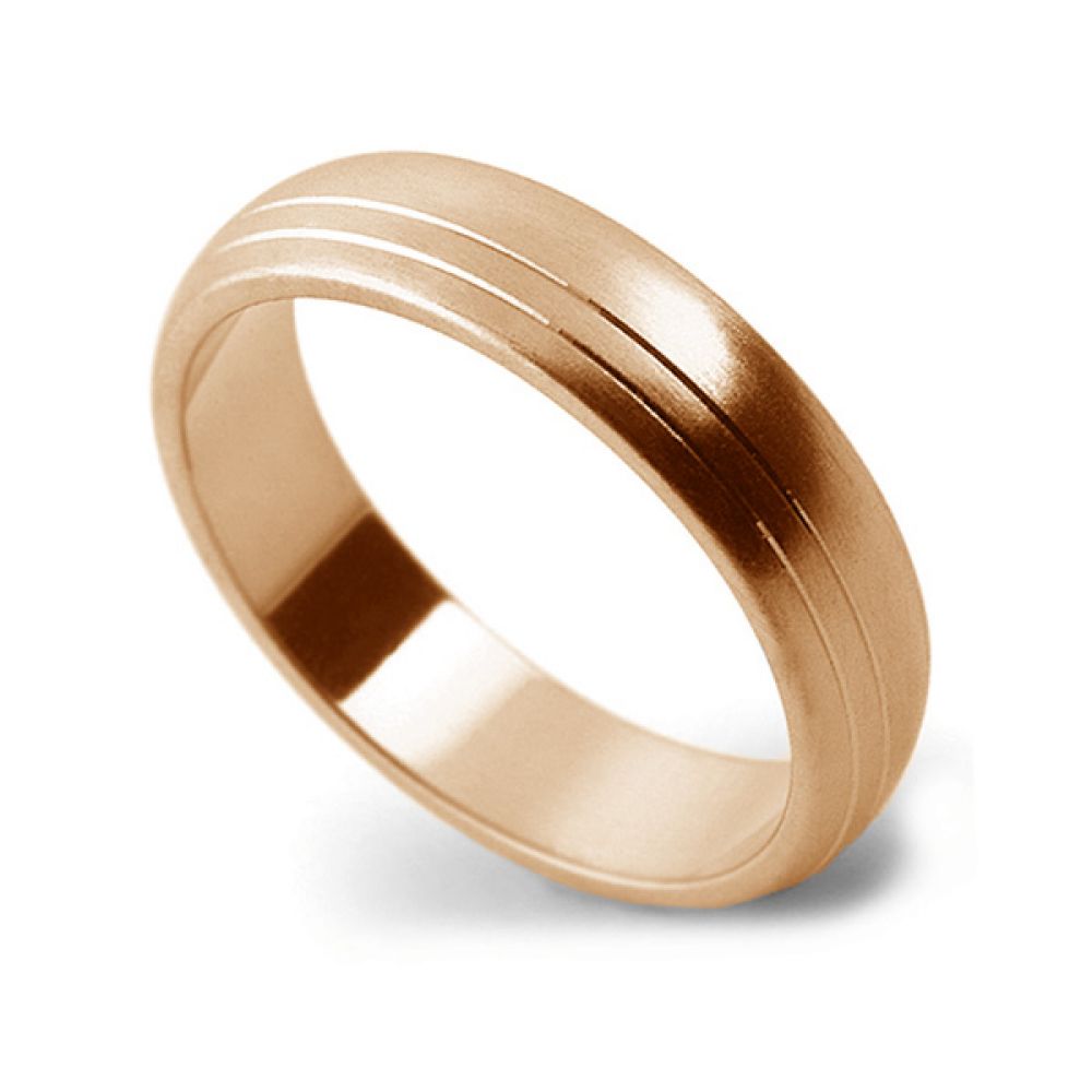 Satin Finish Traditional Court Double Line Pattern - Rose Gold Satin Finish Traditional Court Double Line Pattern - Rose Gold