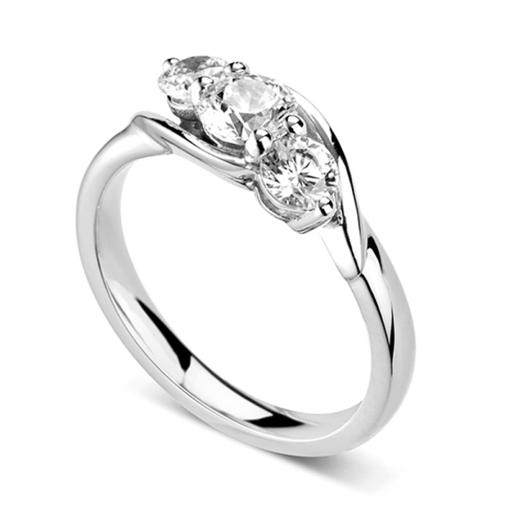 Adele-3 Stone Diamond Engagement ring - Perspective white gold