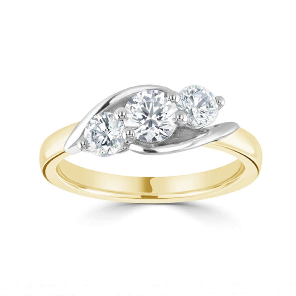 Adele-3 Stone Diamond Engagement ring - Top View yellow gold Adele-3 Stone Diamond Engagement ring - Top View yellow gold
