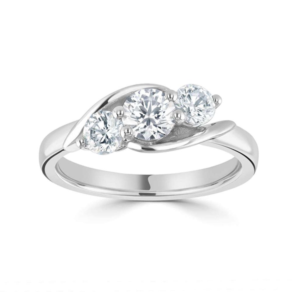 Adele-3 Stone Diamond Engagement ring - Top View white gold Adele-3 Stone Diamond Engagement ring - Top View white gold