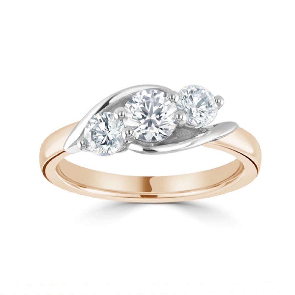 Adele-3 Stone Diamond Engagement ring - Top View rose gold Adele-3 Stone Diamond Engagement ring - Top View rose gold