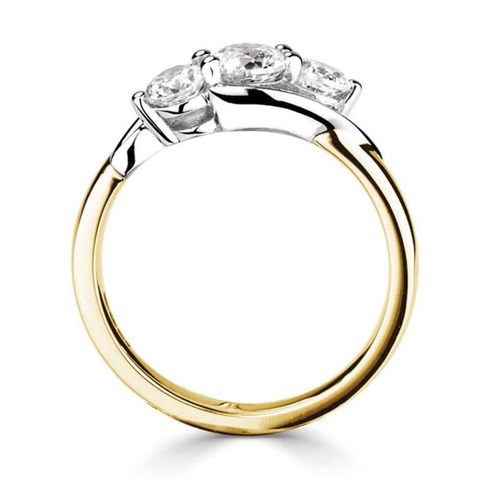 Adele-3 Stone Diamond Engagement ring - Side View yellow gold