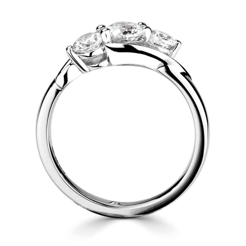 Adele-3 Stone Diamond Engagement ring - Side View white gold