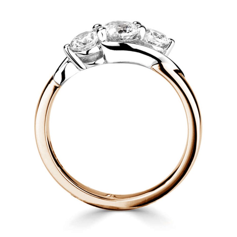 Adele-3 Stone Diamond Engagement ring - Side View rose gold Adele-3 Stone Diamond Engagement ring - Side View rose gold