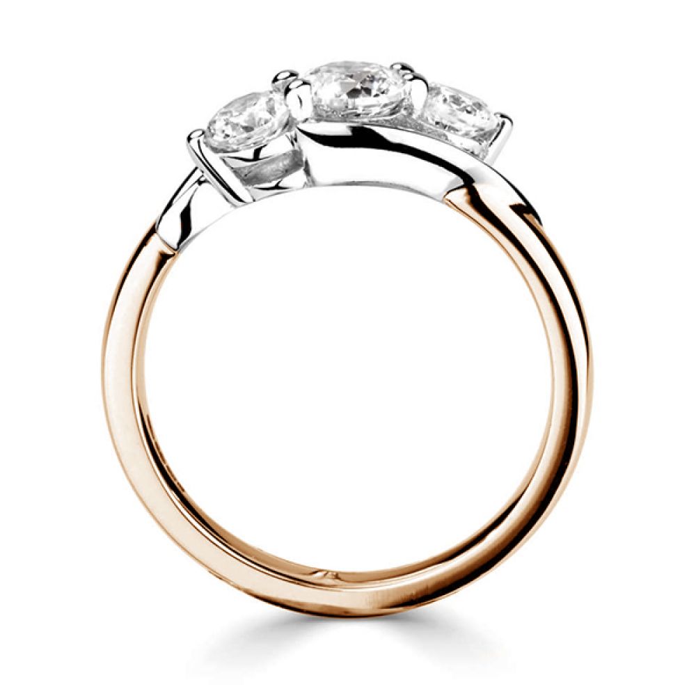 Adele-3 Stone Diamond Engagement ring - Side View rose gold