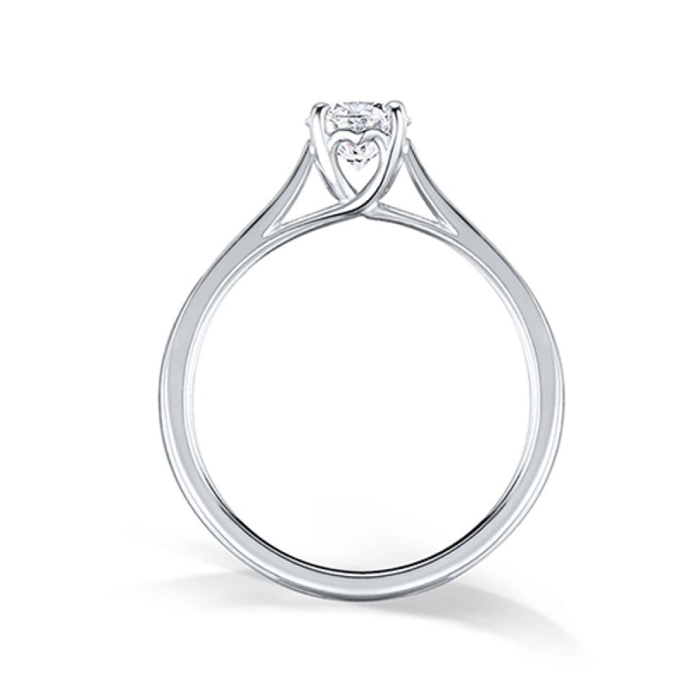 Heart Styled Round Solitaire Engagement Ring - Side - White Heart Styled Round Solitaire Engagement Ring - Side - White