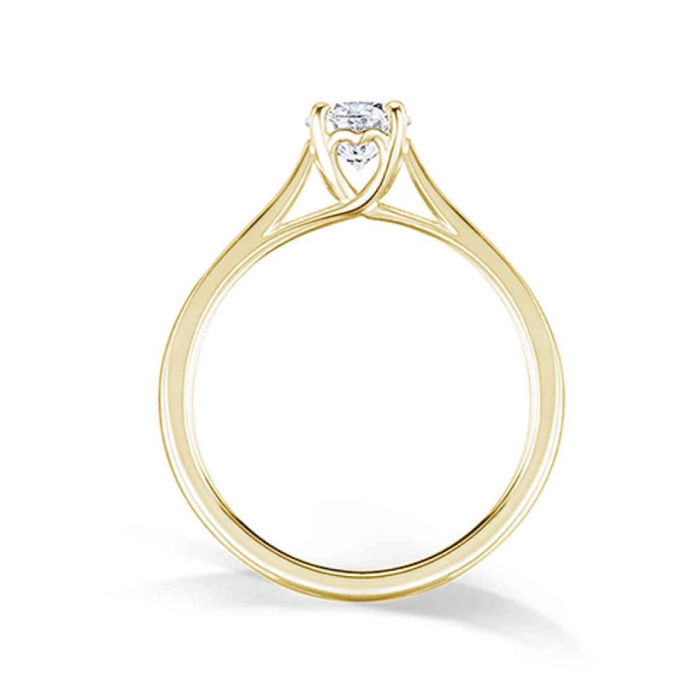 Heart Styled Round Solitaire Engagement Ring - Perspective - Yellow