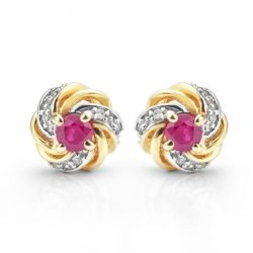 Ruby and Diamond Stud Earrings Ruby and Diamond Stud Earrings