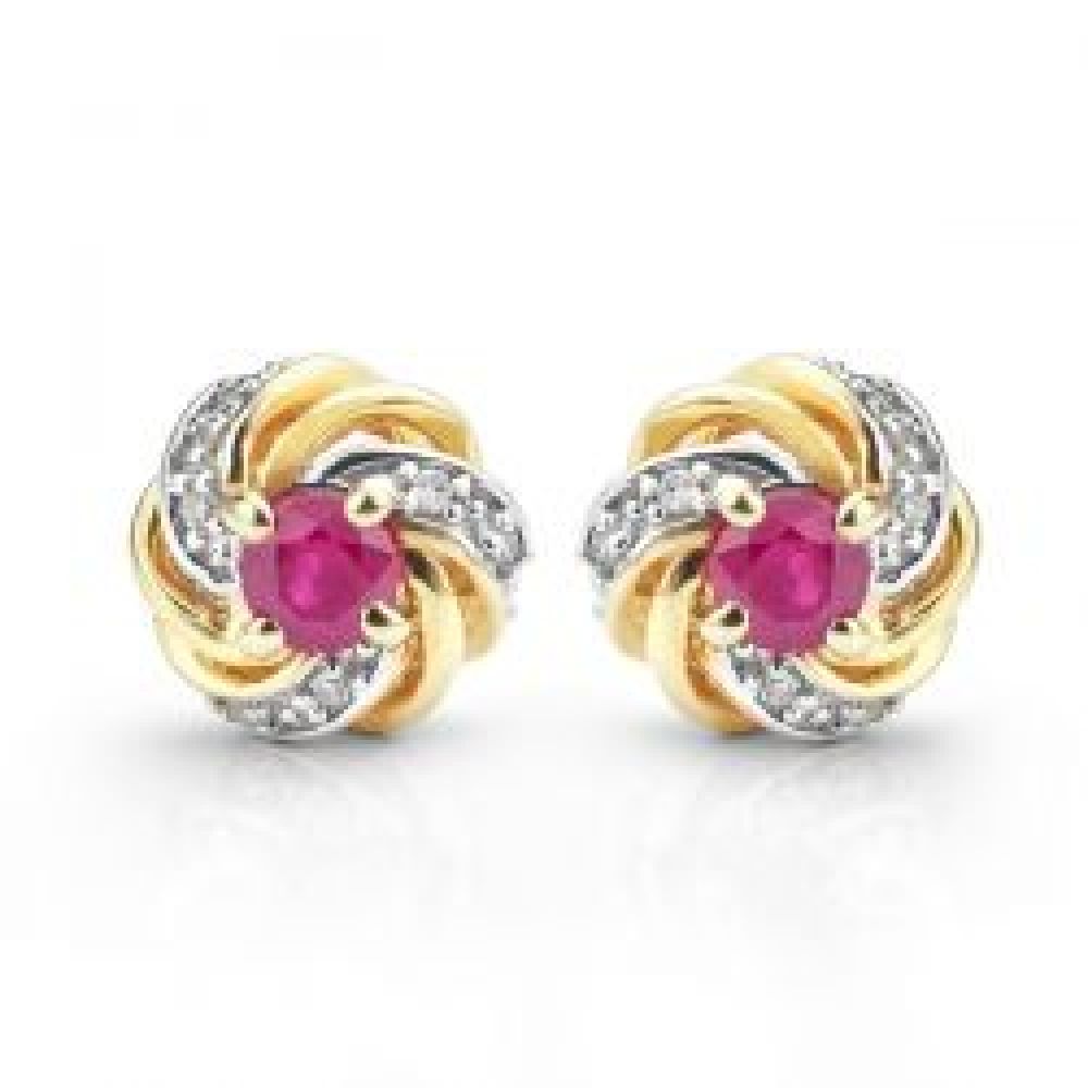 Ruby and Diamond Stud Earrings