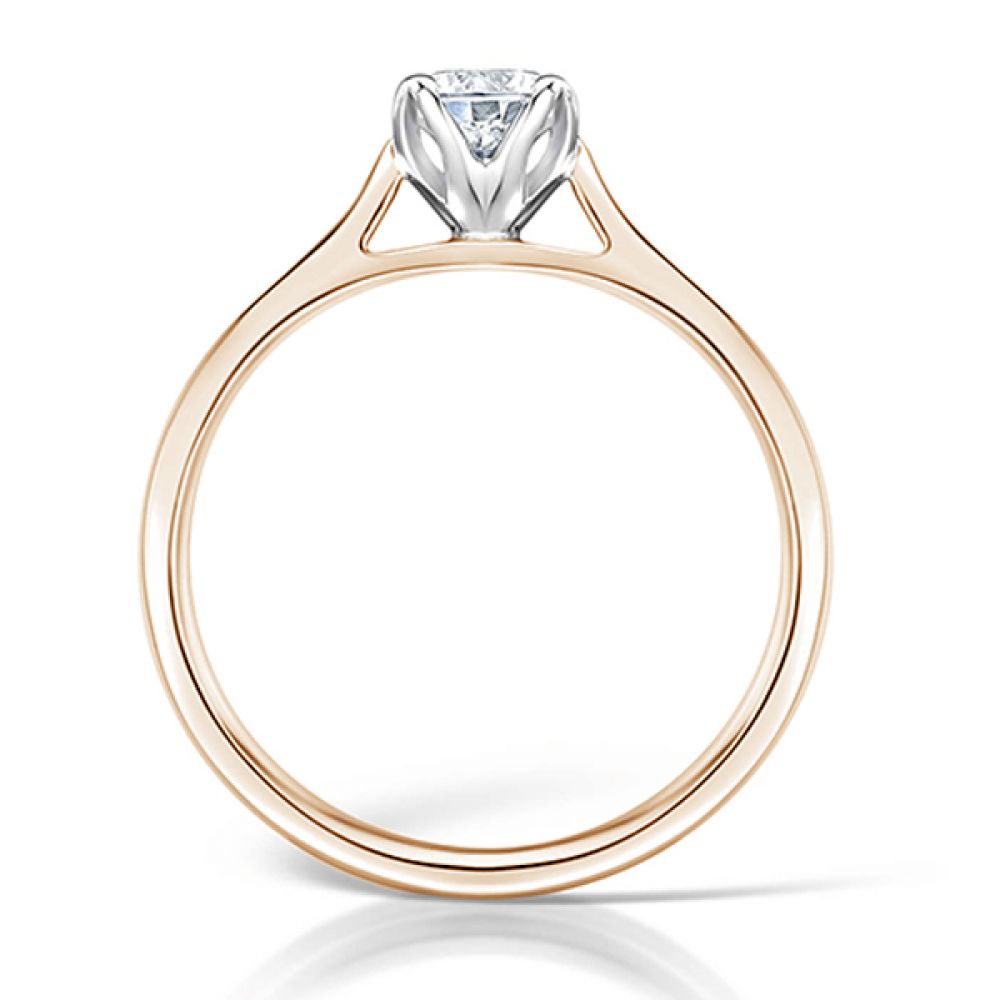 Petal Effect 4 Claw Round Solitaire Engagement Ring Side View - Rose Petal Effect 4 Claw Round Solitaire Engagement Ring Side View - Rose