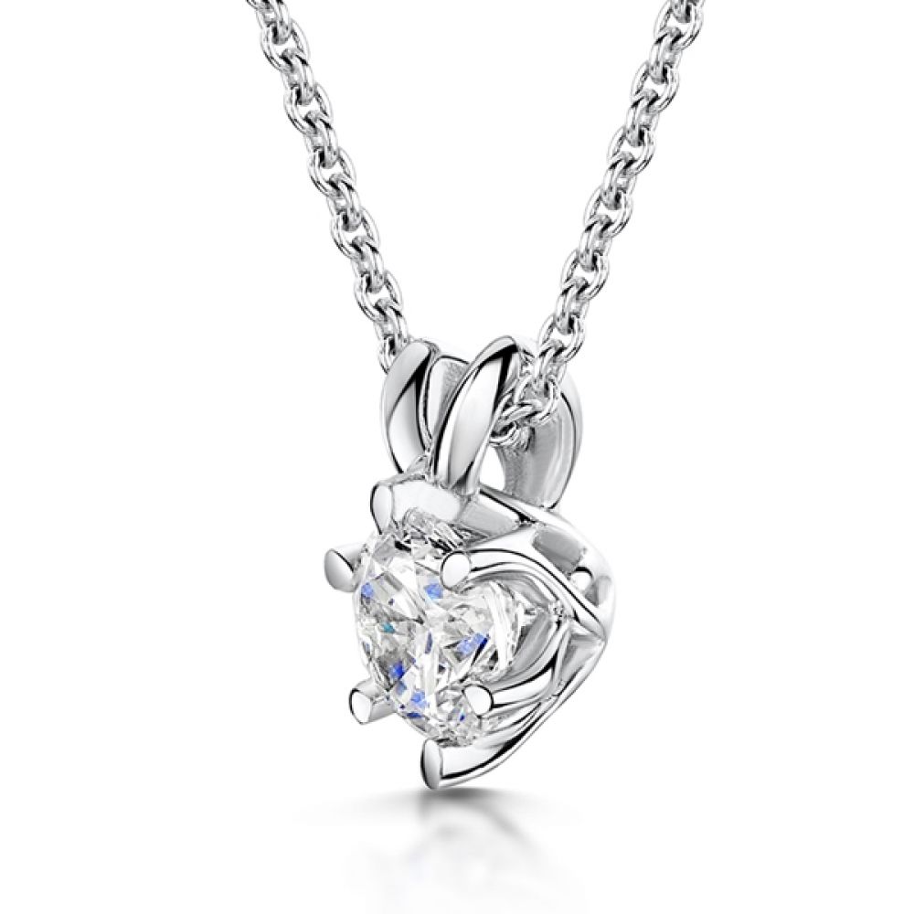 6 Claw Round Diamond Solitaire Pendant - White 6 Claw Round Diamond Solitaire Pendant - White