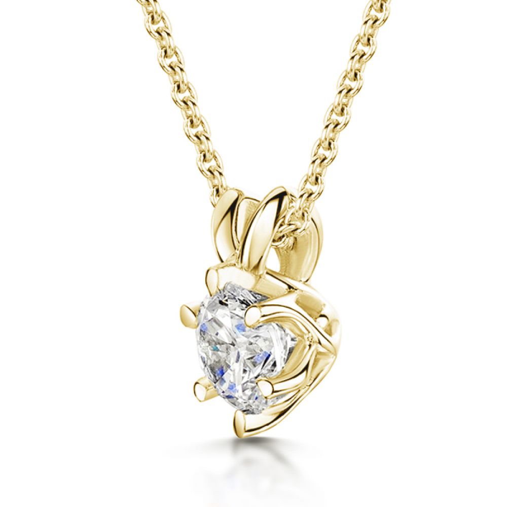 6 Claw Round Diamond Solitaire Pendant - Yellow